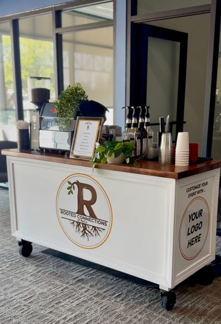 The cart wrapped in a client logo for a corporate event.